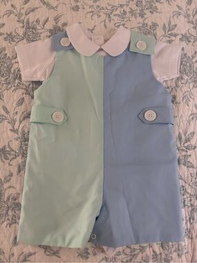 TBBC Pastel Split-Color Baby Romper in Mint & Blue